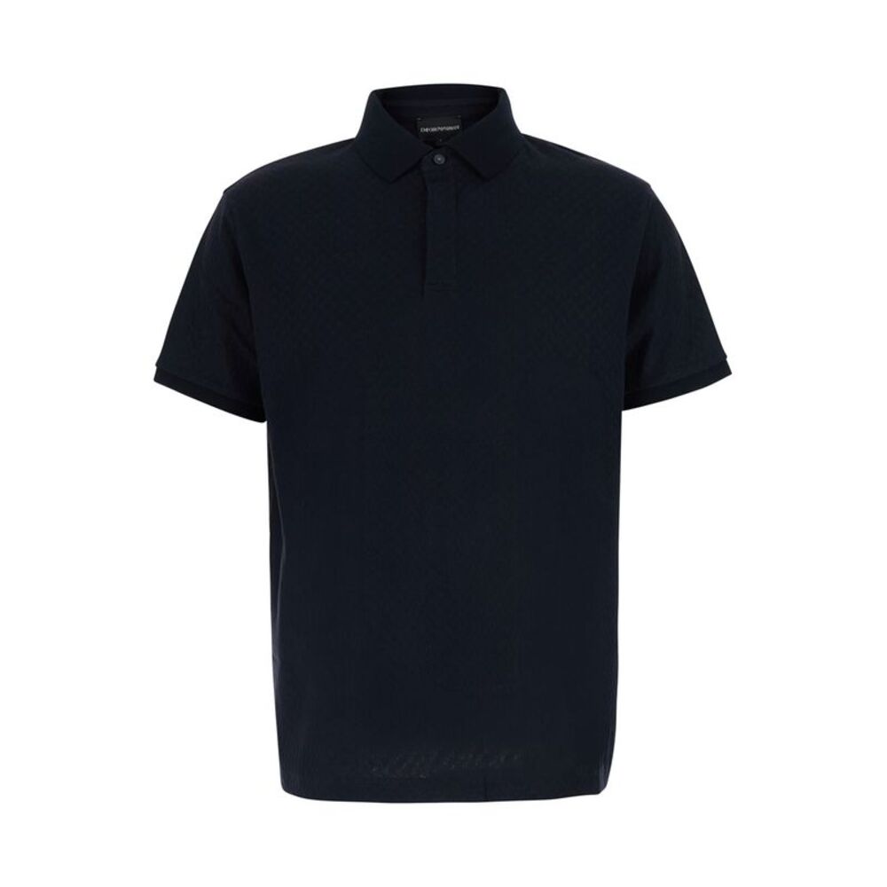 Emporio Armani Men Jacquard Cotton Blue T-Shirt For Men